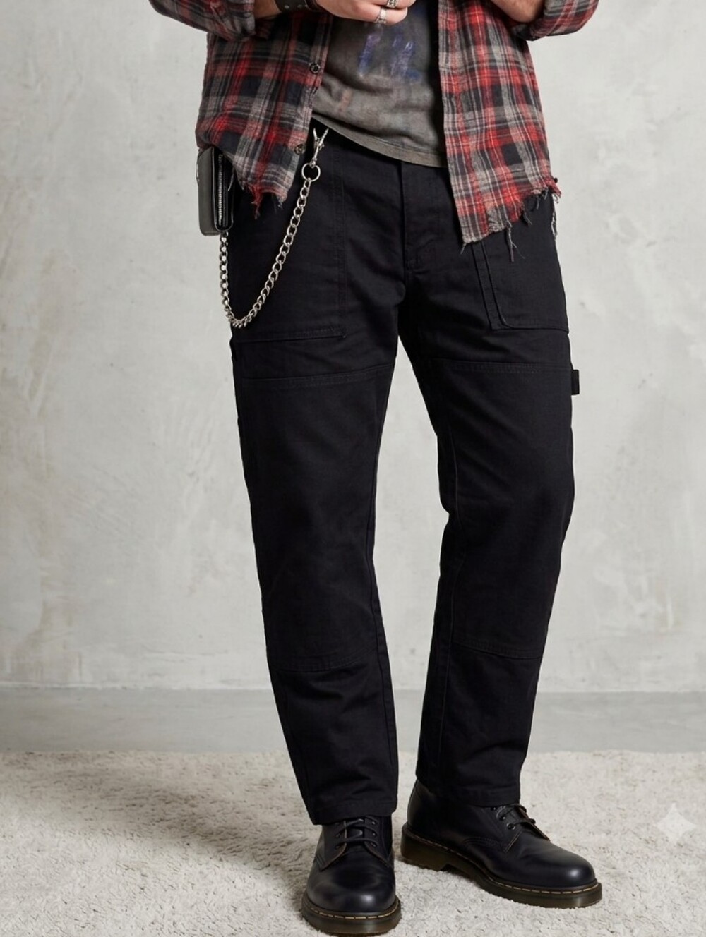Genuine Dickies Duck Canvas Logger Pants Black Double Knee Carpenter 36x30